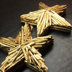 2 Large Wood Gold Stars